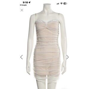 Daisy Nylon Mesh Mini Dress White & Beige Ruffles Formal Party Bridal XS